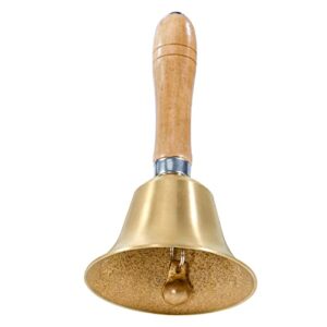 dreokee hand bell 3.15 inch hand call bell with solid brass wooden handle loud handbell dinner call bell for adults multi-purpose for weddings, christmas, school, service, game, animal