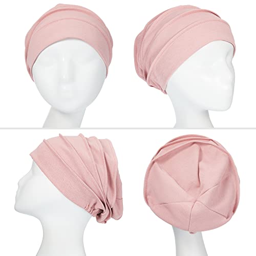 Geyoga 6 Pieces Slouchy Hair Loss Beanies Hats Soft Cotton Cancer Hat Stretchy Sleeping Cap Headwear for Women Multicoloured
