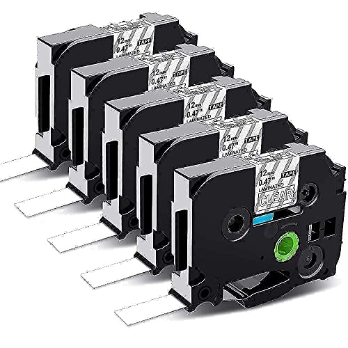 Labelife Compatible with Label Tape Replacement for Brother P Touch TZe-131 Black on Clear Label Tape Laminated Bundle with TZe-135 White on Clear Label Tapes Laminated, 12mm 0.47" x 26.2', (10-Pack)