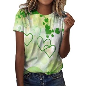 Women's St Patricks Day Shirt Tie Dye St Patrick's Day T-Shirt Tshirts Short Sleeve Cute Blouse Clothes Tops Sweatshirts Saint Patricks Day Teen Girls Outfits Apparel Woman Pullover Army Green M