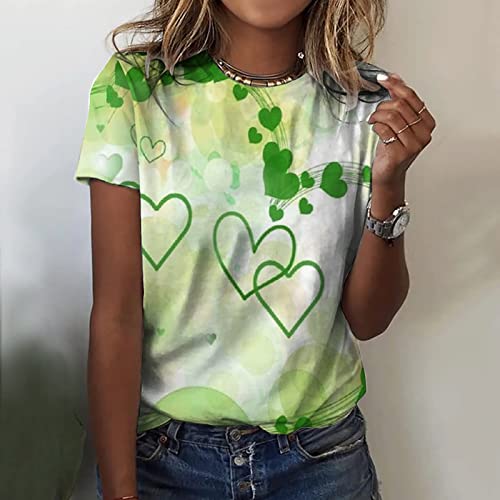 Women's St Patricks Day Shirt Tie Dye St Patrick's Day T-Shirt Tshirts Short Sleeve Cute Blouse Clothes Tops Sweatshirts Saint Patricks Day Teen Girls Outfits Apparel Woman Pullover Army Green M