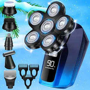 head shaver for bald men,6 in 1 bald head shavers for men cordless,waterproof wet dry mens electric shavers for head face hair shaving,rechargeable electric razor for men,usb mans razor grooming kit