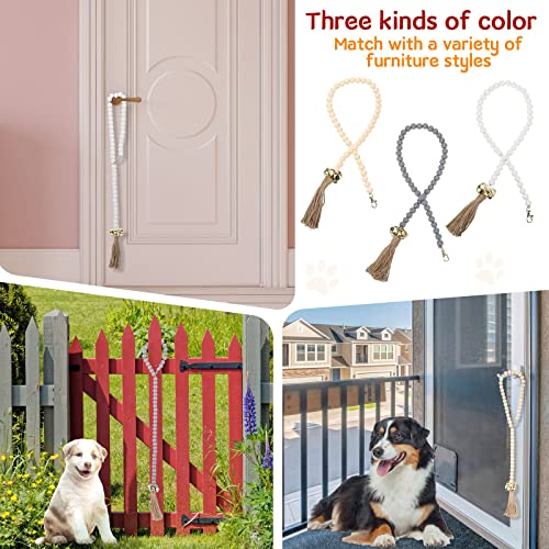 3 Pcs Hanging Dog Bell for Door Potty Training Decorative Dog Door Bells Wooden Beads Adjustable Small Dog Potty Bell Puppy Supplies for Pets Dogs Puppies Potty Training Accessories, 3 Colors