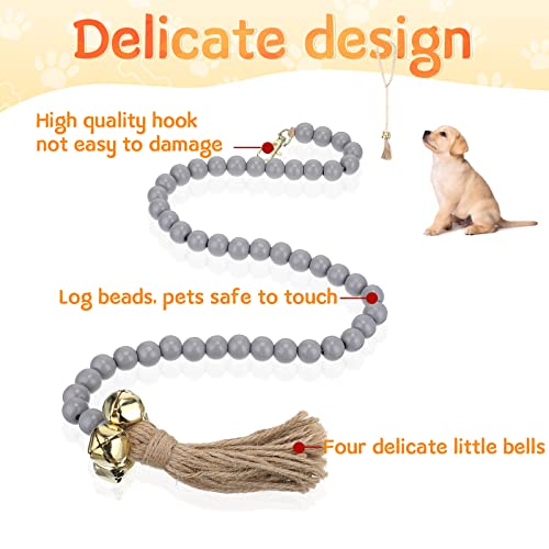 3 Pcs Hanging Dog Bell for Door Potty Training Decorative Dog Door Bells Wooden Beads Adjustable Small Dog Potty Bell Puppy Supplies for Pets Dogs Puppies Potty Training Accessories, 3 Colors