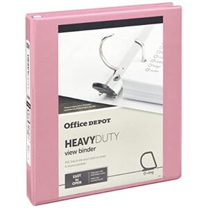 office depot® – binders – durable d-ring view binder – vinyl – 8-1/2″ x 11″ – pink