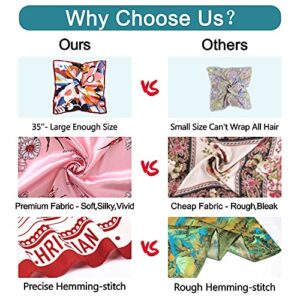 vimate Silk Head Scarves, Women's Lightweight 35" Square Satin Scarf for Hair Wrapping at Night. (Style-13)