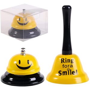 party decor&crafts 3pcs office desk call bells cute smiley service bell party game ring bell for hotel, classroom, school, kitchen, restaurants (2 short+tall bell, 3)