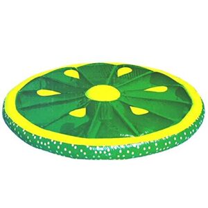 swimline 9054g giant 60″ round inflatable lime slice island swimming pool float, lake water raft 1 person floating lounger for kids and adults, green