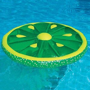 Swimline 9054G Giant 60" Round Inflatable Lime Slice Island Swimming Pool Float, Lake Water Raft 1 Person Floating Lounger for Kids and Adults, Green