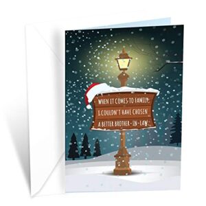 christmas card brother in law | made in america | eco-friendly | thick card stock with premium envelope 5in x 7.75in | packaged in protective mailer | prime greetings