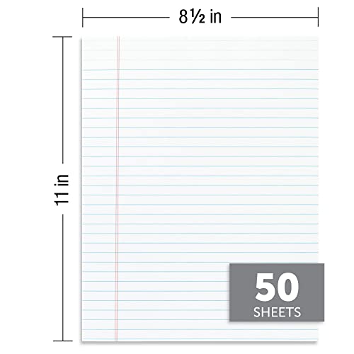 Office Depot Glue-Top Writing Pads, 8 1/2in. x 11in., Legal Ruled, 50 Sheets, White, Pack Of 12 Pads, 99409