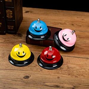 ASIAN HOME Call Bell, 3.35 Inch Diameter, Metal Bell, Blue Smiley Face, Desk Bell Service Bell for Hotels, Schools, Restaurants, Reception Areas, Hospitals, Customer Service, Blue (1 Bell)