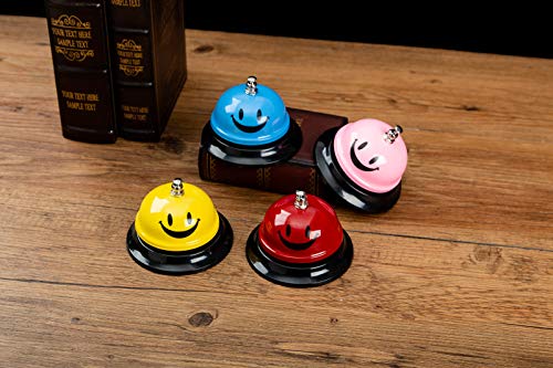 ASIAN HOME Call Bell, 3.35 Inch Diameter, Metal Bell, Blue Smiley Face, Desk Bell Service Bell for Hotels, Schools, Restaurants, Reception Areas, Hospitals, Customer Service, Blue (1 Bell)