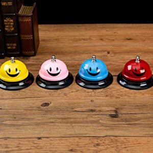 ASIAN HOME Call Bell, 3.35 Inch Diameter, Metal Bell, Blue Smiley Face, Desk Bell Service Bell for Hotels, Schools, Restaurants, Reception Areas, Hospitals, Customer Service, Blue (1 Bell)