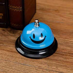 ASIAN HOME Call Bell, 3.35 Inch Diameter, Metal Bell, Blue Smiley Face, Desk Bell Service Bell for Hotels, Schools, Restaurants, Reception Areas, Hospitals, Customer Service, Blue (1 Bell)