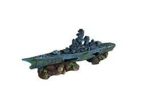 penn-plax deco-replicas sunken battleship aquarium decoration – safe for freshwater and saltwater fish tanks – medium
