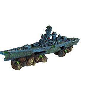 Penn-Plax Deco-Replicas Sunken Battleship Aquarium Decoration – Safe for Freshwater and Saltwater Fish Tanks – Medium