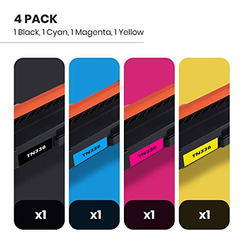 YoYoInk Compatible Toner Cartridge Replacement for Brother TN336 TN 336 (1 Black, 1 Cyan, 1 Magenta, 1 Yellow; 4-Pack)