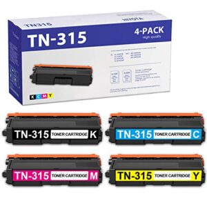 hiyota tn315 compatible tn-315bk tn-315c tn-315m tn-315y high yield toner cartridge set replacement for brother tn315 hl-4570cdw 4570cdwt mfc-9640cdn 9650cdw series printer (4 pack ,1bk/1c/1m/1y)