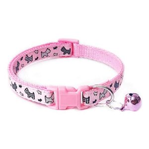 adjustable cartoon patterns cat dog collar with bell (pink dogs)