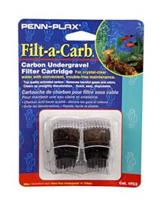 penn-plax filt-a-carb replacement activated carbon media cartridges (2 pack) – fits multi-pore and undergravel “e” filters – provides chemical filtration (fc2)