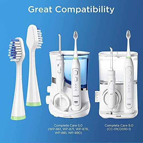 Toothbrush Replacement Heads for Waterpik Complete Care 5.0/9.0 (CC-01/WP-861), STRB-4WW, (4-Pack, White)