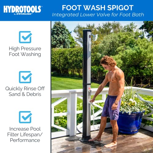 Swimline HYDROTOOLS 2 Section Niagara Rainfall Solar Shower 7 Feet | Adjustable Head & Foot Tap Spigot | 10 Gal Capacity Up to 140 Degrees | Environmentally Friendly | Outdoor Backyard Poolside Spa