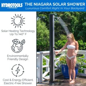 Swimline HYDROTOOLS 2 Section Niagara Rainfall Solar Shower 7 Feet | Adjustable Head & Foot Tap Spigot | 10 Gal Capacity Up to 140 Degrees | Environmentally Friendly | Outdoor Backyard Poolside Spa