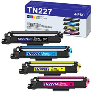 alumuink tn227bk/c/m/y super high yield tn2274pk compatible tn 227 tn-227 toner cartridge set replacement for brother mfc-l3750cdw hl-l3210cw hl-l3290cd hl-l3230cdw printer