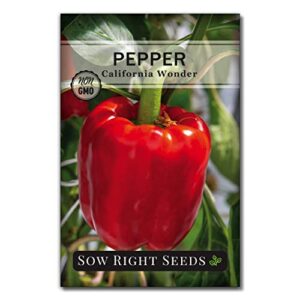 sow right seeds – california wonder bell pepper seed for planting – non-gmo heirloom packet with instructions to plant an outdoor home vegetable garden – great gardening gift (1)
