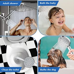 Shower Head,8”Rain Shower Head with Handheld Spray Combo with ON/OFF Pause Switch and 11'' Angle Adjustable Extension Arm/Flow Regulator,Shower Heads High Pressure Easy to Clean Bathtub,Chrome