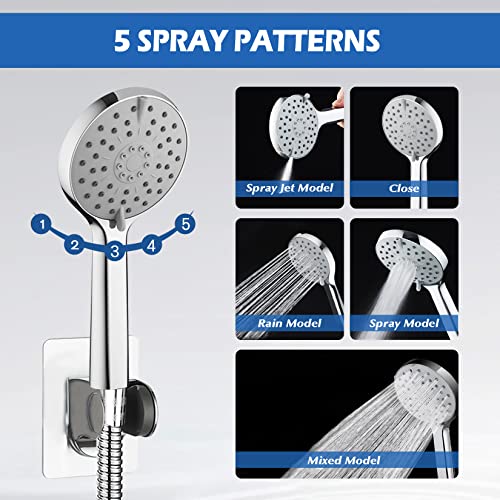 Shower Head,8”Rain Shower Head with Handheld Spray Combo with ON/OFF Pause Switch and 11'' Angle Adjustable Extension Arm/Flow Regulator,Shower Heads High Pressure Easy to Clean Bathtub,Chrome