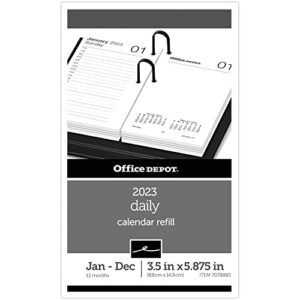 office depot® brand daily desk calendar refill, 3-1/2″ x 6″, white, january to december 2023, sp717d50