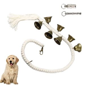 haniml dog door bell for training dogs to go out and potty – adjustable length hanging brass pet door bell – for small and large dogs to go outside