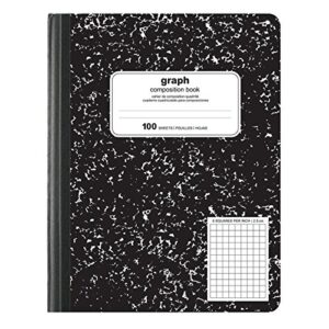 Office Depot Marble Quad Composition Book, 7 1/2in. x 9 3/4in., Quadrille Ruled, 100 Sheets, Black/White, 09926-09021