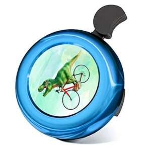 kid’s bike bell vintage classic aluminum alloy bicycle bell loud crisp sound bike horns unicorn cycling bell handlebars bell for bike blue bicycle bell for adults girls boy-dinosaur riding bike