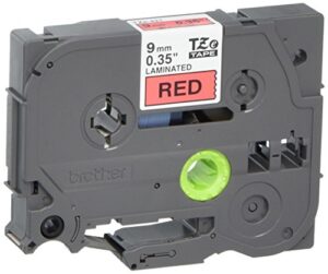 brother black on red label tape, 0.35 in x 26.2 ft. (tze-421)