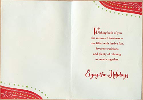 Designer Greetings Holly, Green Ribbon, Red Sequins, 3D Tip On Corners : May All The Gifts Keepsake Handcrafted Christmas Card for Sister and Brother-in-Law