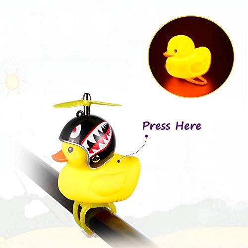 NEKRASH Duck Bike Bell, Rubber Duck Bicycle Accessories with LED Light, Cute Propeller Handlebar Bicycle Horns for Kids Toddler Children Adults Sport Outdoor