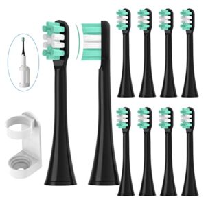 ympbo toothbrush heads compatible with aquasonic black series,[10pcs electric brush heads refill+free universal stand holder]for vibe series/black series pro/duo series pro soft dupont bristles,black