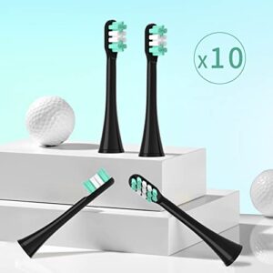 YMPBO Toothbrush Heads Compatible with AquaSonic Black Series,[10Pcs Electric Brush Heads Refill+Free Universal Stand Holder]for Vibe Series/Black Series pro/Duo Series Pro Soft Dupont Bristles,Black