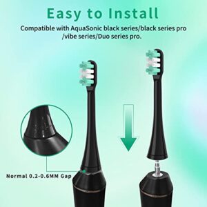 YMPBO Toothbrush Heads Compatible with AquaSonic Black Series,[10Pcs Electric Brush Heads Refill+Free Universal Stand Holder]for Vibe Series/Black Series pro/Duo Series Pro Soft Dupont Bristles,Black