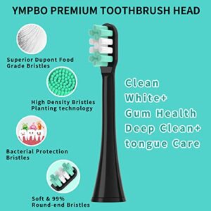 YMPBO Toothbrush Heads Compatible with AquaSonic Black Series,[10Pcs Electric Brush Heads Refill+Free Universal Stand Holder]for Vibe Series/Black Series pro/Duo Series Pro Soft Dupont Bristles,Black