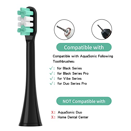 YMPBO Toothbrush Heads Compatible with AquaSonic Black Series,[10Pcs Electric Brush Heads Refill+Free Universal Stand Holder]for Vibe Series/Black Series pro/Duo Series Pro Soft Dupont Bristles,Black