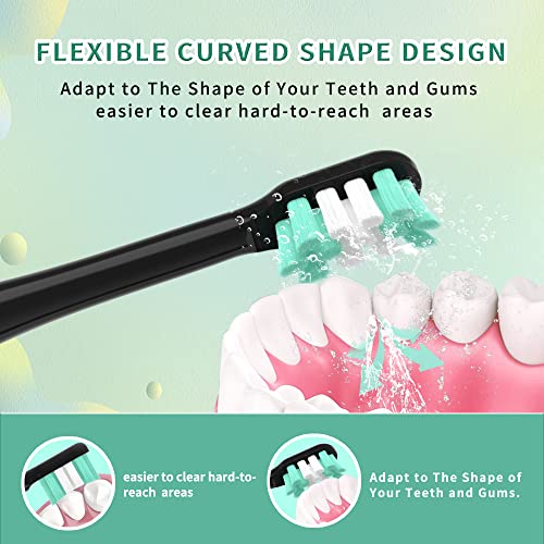 YMPBO Toothbrush Heads Compatible with AquaSonic Black Series,[10Pcs Electric Brush Heads Refill+Free Universal Stand Holder]for Vibe Series/Black Series pro/Duo Series Pro Soft Dupont Bristles,Black
