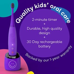BURSTkids Electric Toothbrush Replacement Heads - Charcoal-Infused, Soft Bristles for Deep Clean, Stain Removal, Healthy Smile and Fresh Breath, 3PK, Purple