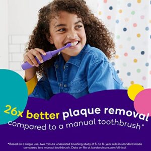 BURSTkids Electric Toothbrush Replacement Heads - Charcoal-Infused, Soft Bristles for Deep Clean, Stain Removal, Healthy Smile and Fresh Breath, 3PK, Purple