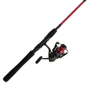 penn fierce iv spinning reel and fishing rod combo, black/red