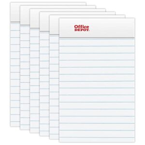 office depot mini perforated legal pad, 3in. x 5in., white, pack of 6 pads, 99487
