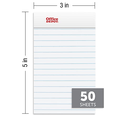 Office Depot Mini Perforated Legal Pad, 3in. x 5in., White, Pack Of 6 Pads, 99487